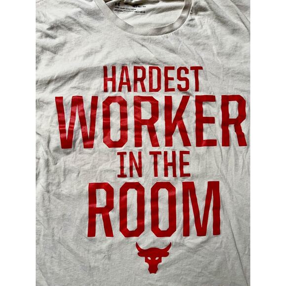 Under Armour Project Rock Shirt Mens XL Hardest Worker Iron Paradise Goals Tee - Picture 6 of 11